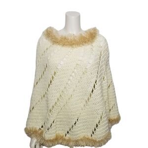 Handmade Crochet Shawl Eyelash Fun Fur Trim‎